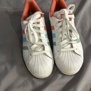 Adidas superstar tennies! Sweet pastel stripes for upcoming spring! Super cute!